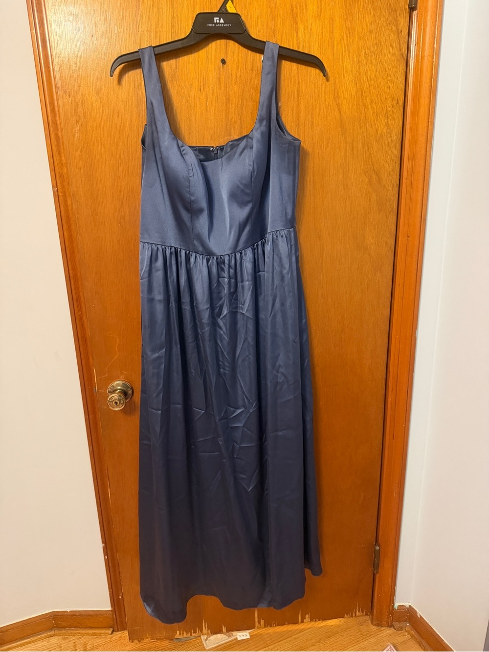 Women's Navy Sleeveless Satin Dress